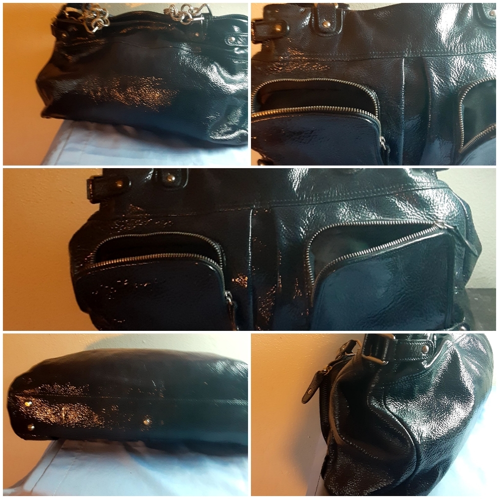 Large blue genuine leather